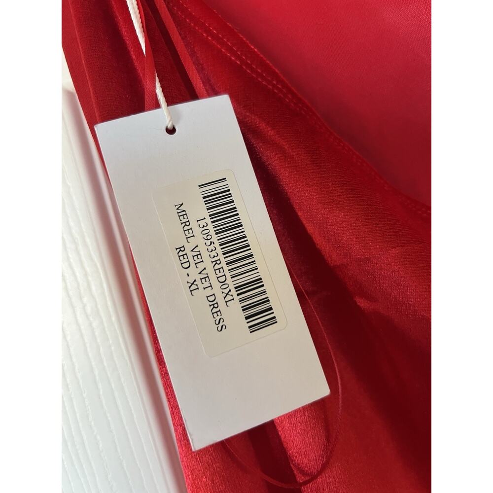 NWT Reformation Merel Velvet Midi Dress in Cherry Red Size XL Low Back NEW - Picture 6 of 9